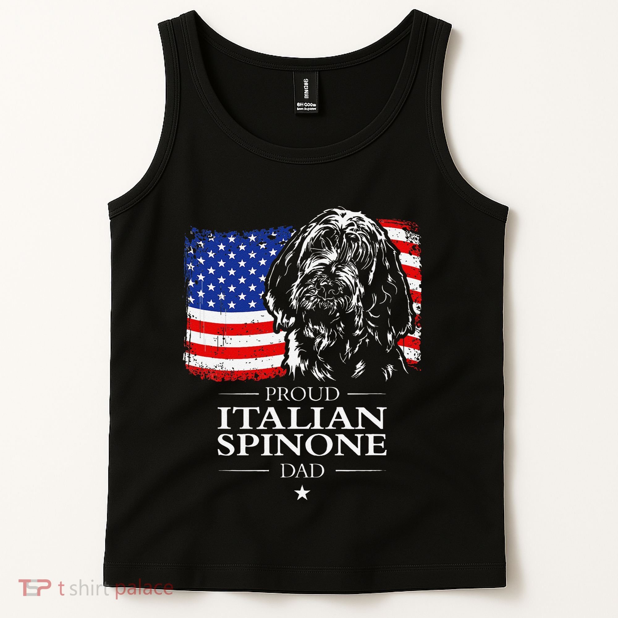 Proud Italian Spinone Dad American Flag Patriotic Dog Gift Tank Top