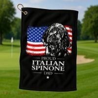 Proud Italian Spinone Dad American Flag Patriotic Dog Gift Golf Towel thumb 1