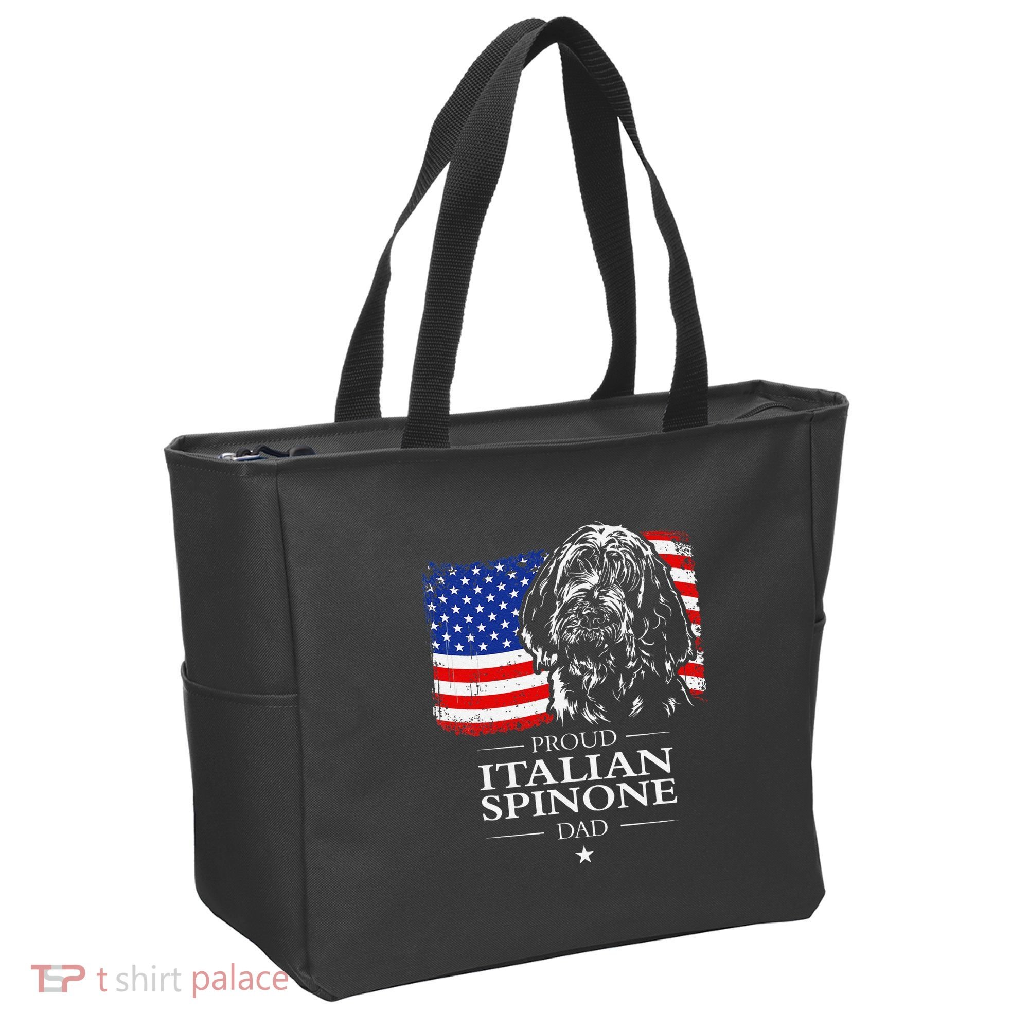 Proud Italian Spinone Dad American Flag Patriotic Dog Gift Tote Bag
