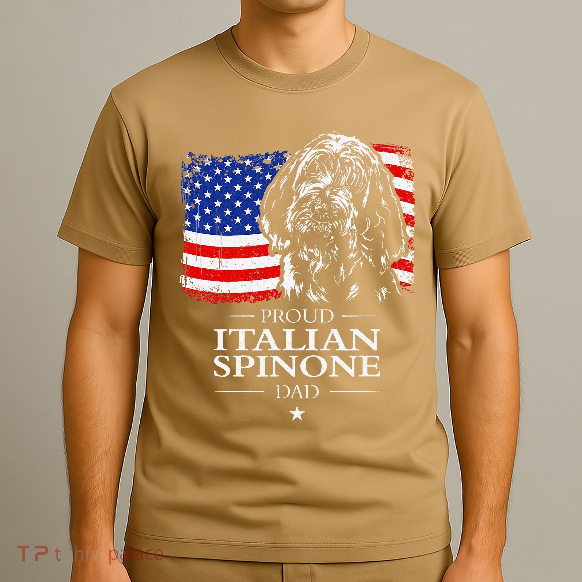 Proud Italian Spinone Dad American Flag Patriotic Dog Gift T-Shirt