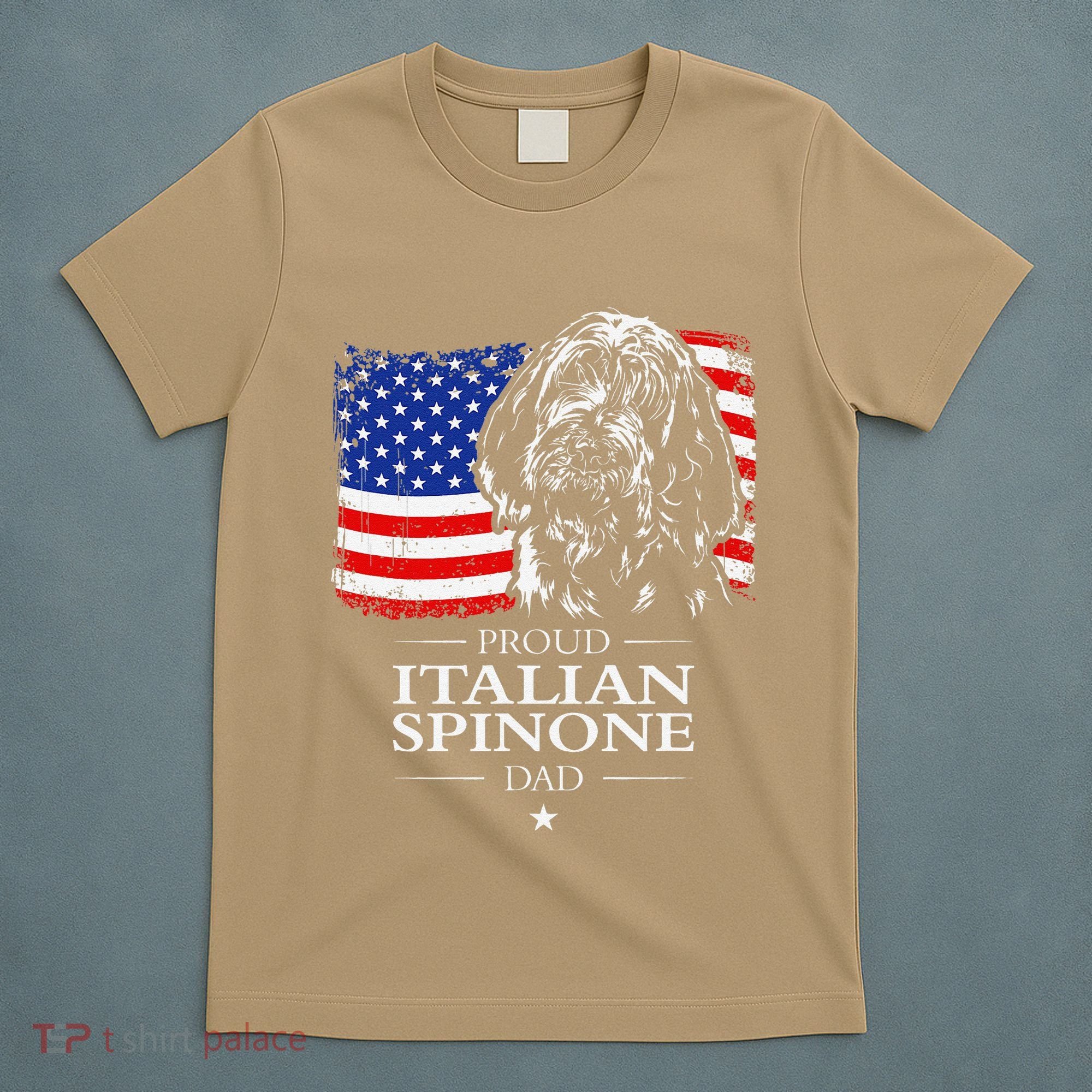 Proud Italian Spinone Dad American Flag Patriotic Dog Gift T-Shirt