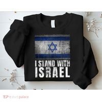 Pro Israel Supporter I Stand With Israel Patriotic USA Flag Sweatshirt thumb 2