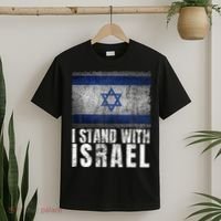 Pro Israel Supporter I Stand With Israel Patriotic USA Flag T-Shirt thumb 2