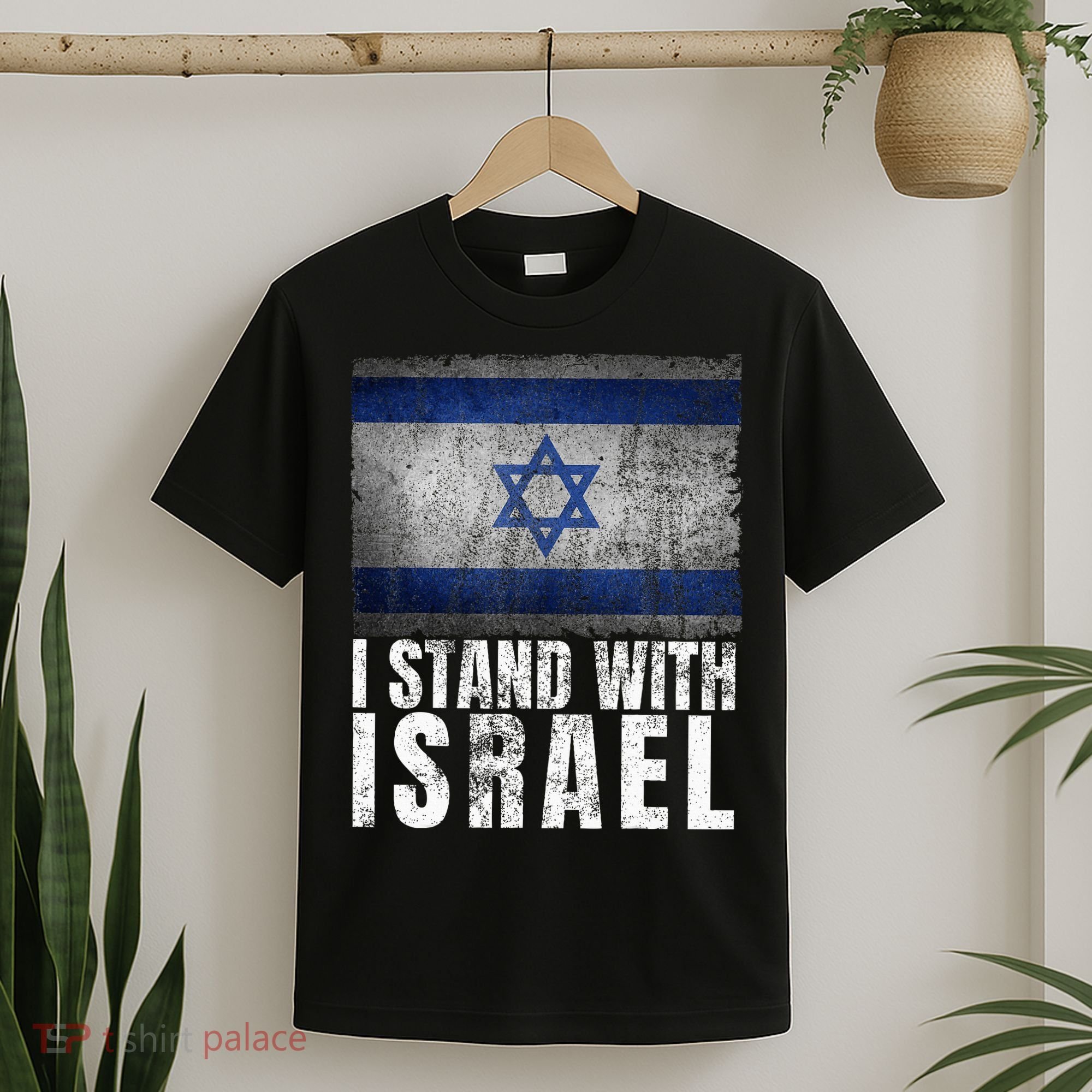 Pro Israel Supporter I Stand With Israel Patriotic USA Flag T-Shirt