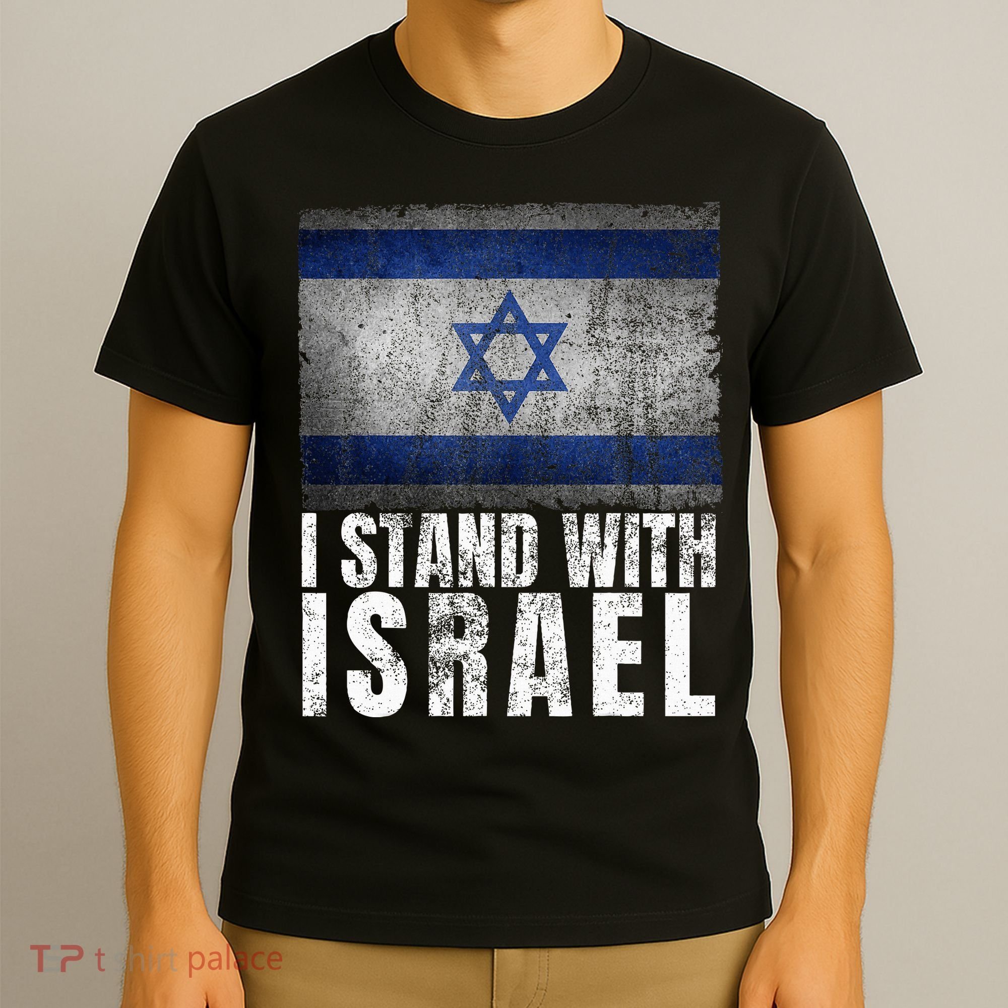 Pro Israel Supporter I Stand With Israel Patriotic USA Flag T-Shirt