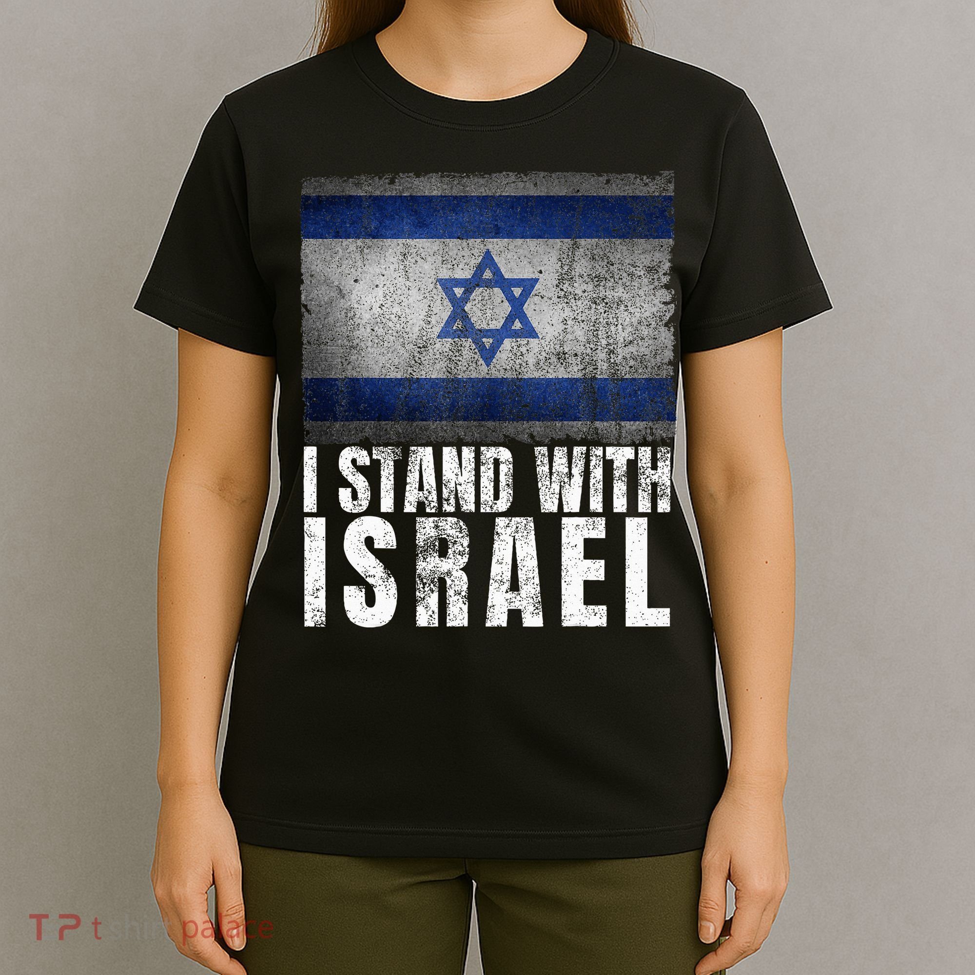 Pro Israel Supporter I Stand With Israel Patriotic USA Flag T-Shirt