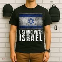 Pro Israel Supporter I Stand With Israel Patriotic USA Flag T-Shirt thumb 6