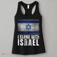 Pro Israel Supporter I Stand With Israel Patriotic USA Flag Women's Tank Top thumb 3