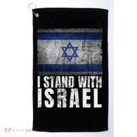 Pro Israel Supporter I Stand With Israel Patriotic USA Flag Golf Towel thumb 0