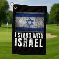 Pro Israel Supporter I Stand With Israel Patriotic USA Flag Golf Towel thumb 1