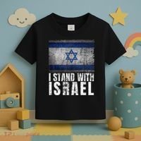 Pro Israel Supporter I Stand With Israel Patriotic USA Flag Toddler T-Shirt thumb 3