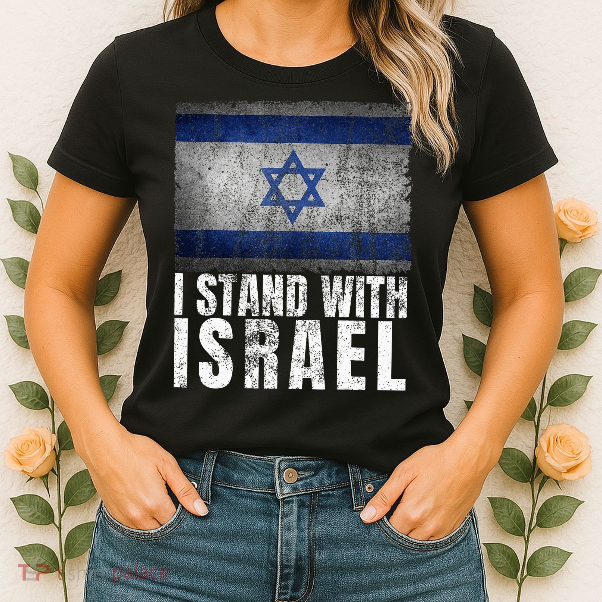 Pro Israel Supporter I Stand With Israel Patriotic USA Flag Women's T-Shirt