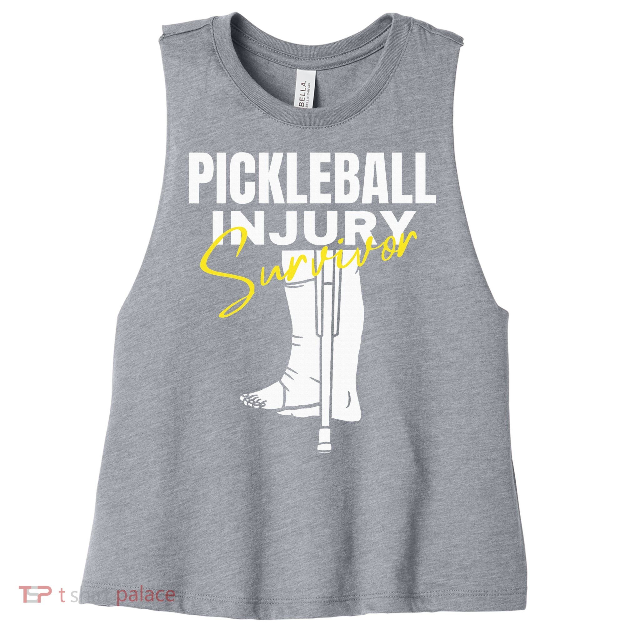 Pickleball Injury Survivor Funny Dink Player Team Paddleball Women's Racerback Cropped Tank