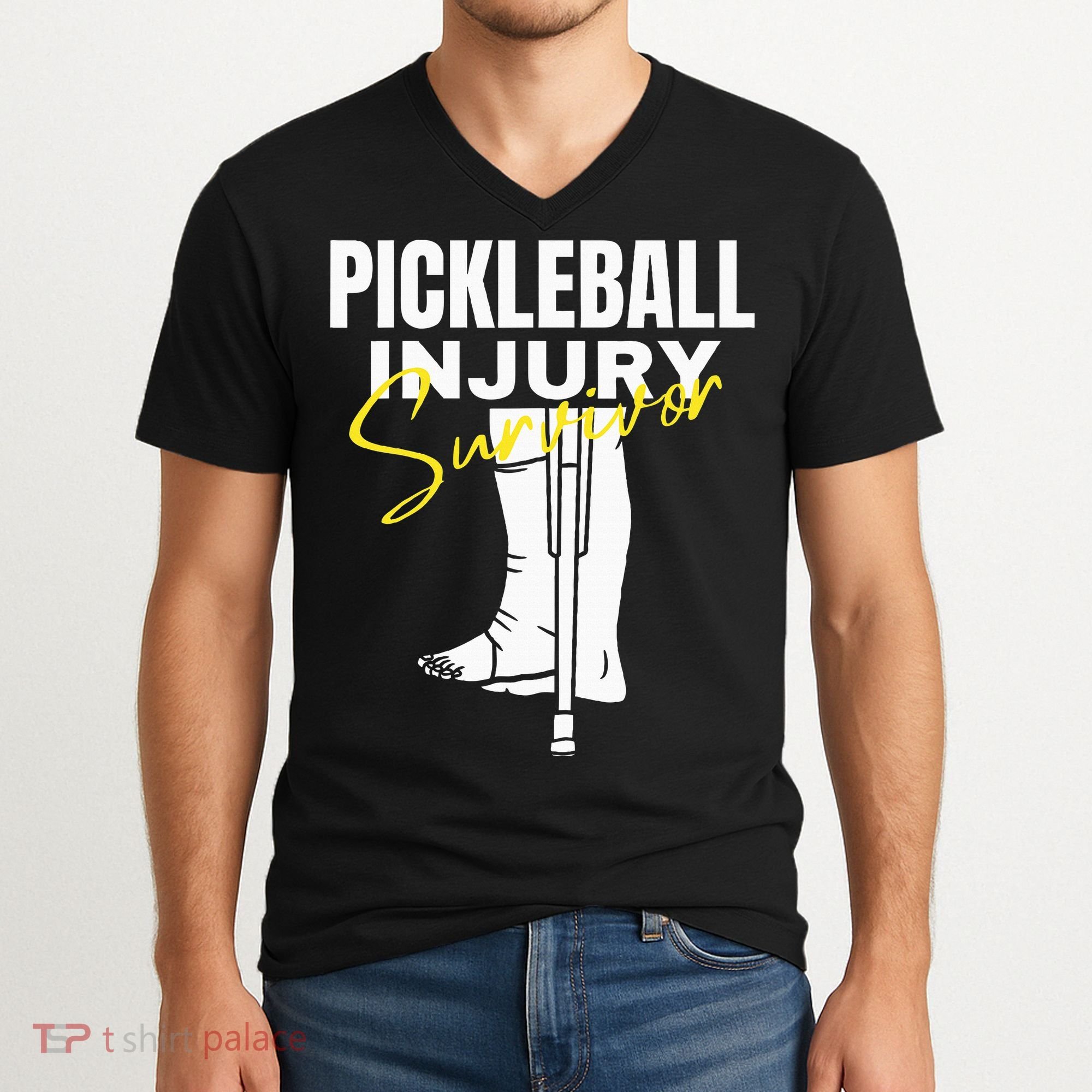 Pickleball Injury Survivor Funny Dink Player Team Paddleball V-Neck T-Shirt