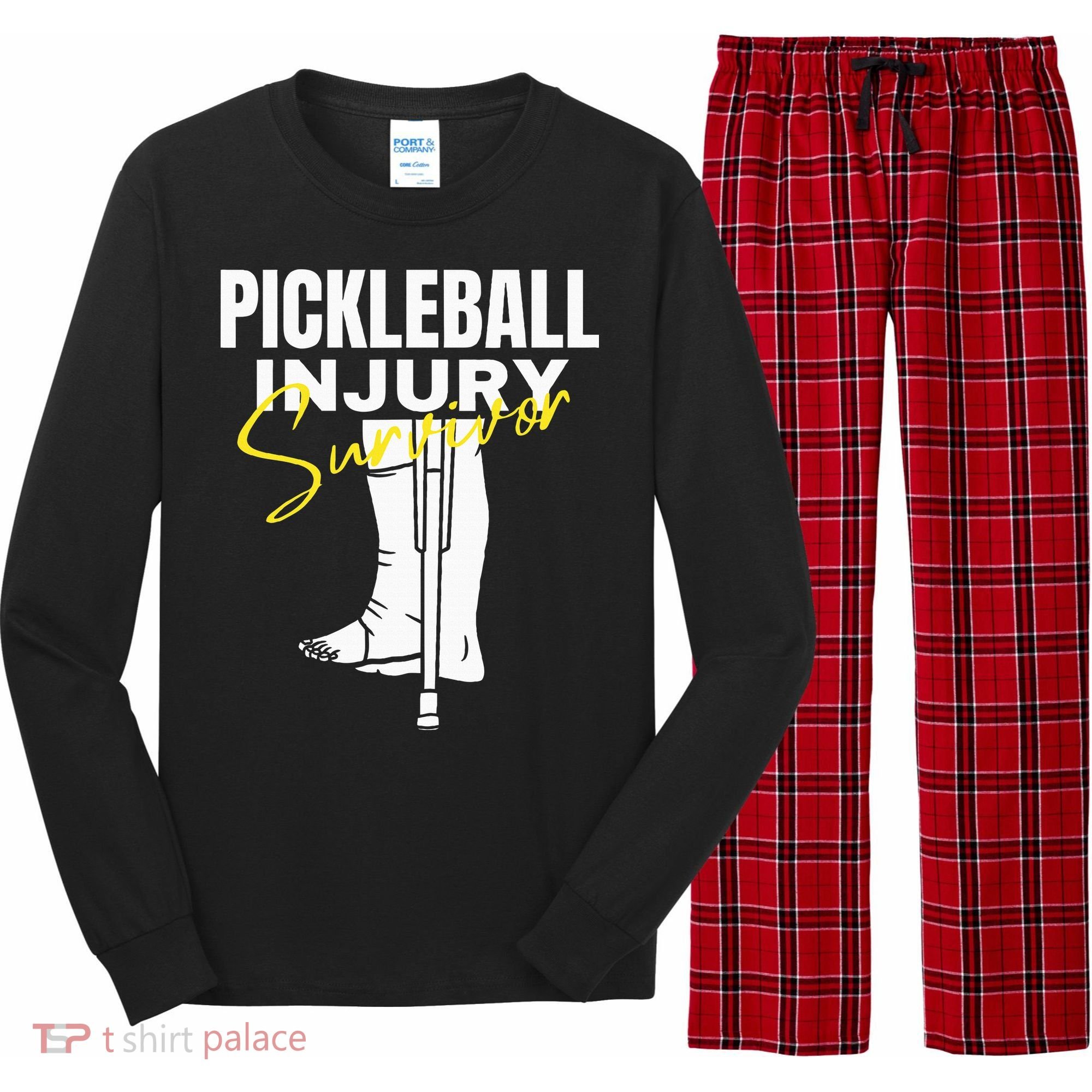 Pickleball Injury Survivor Funny Dink Player Team Paddleball Long Sleeve Pajama Set