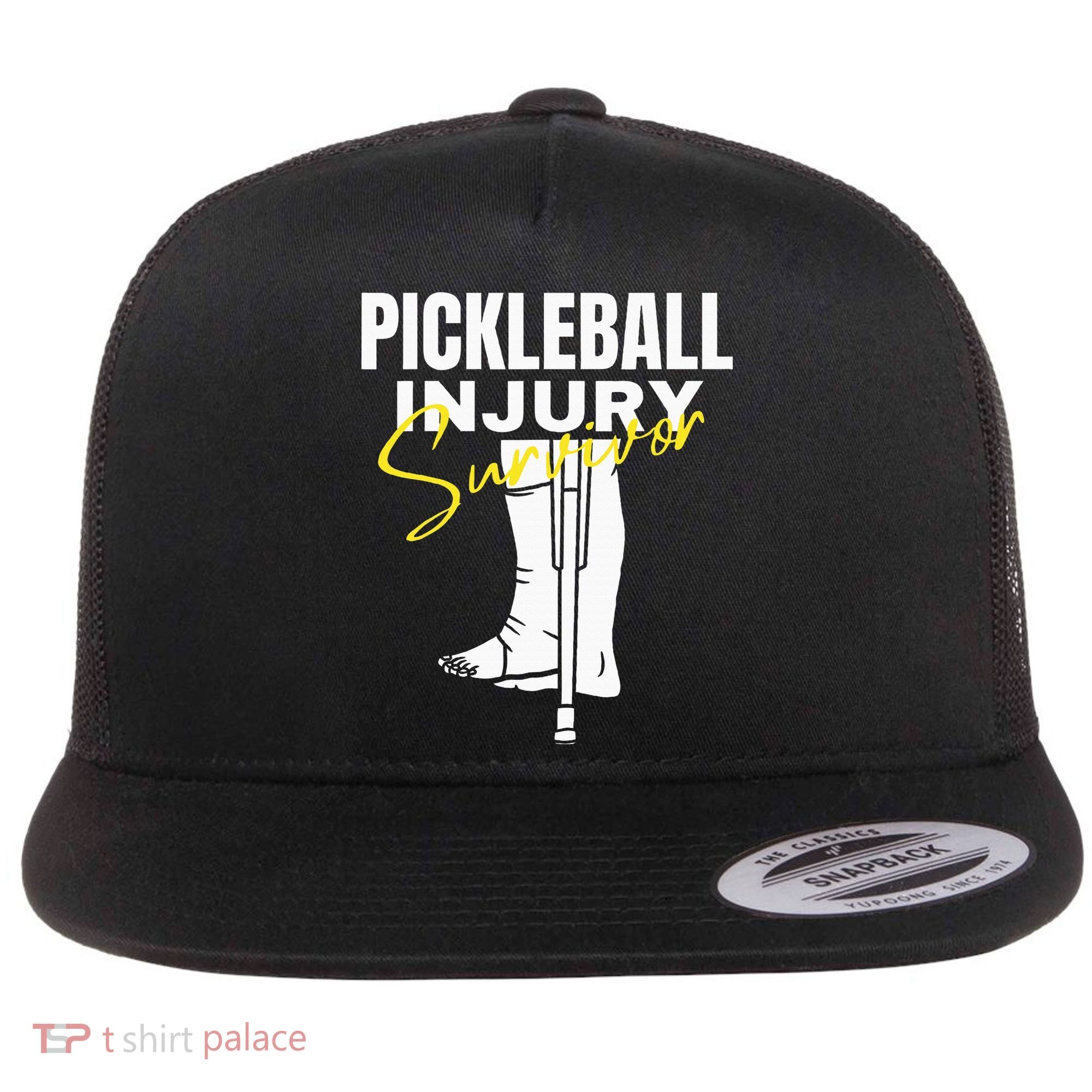 Pickleball Injury Survivor Funny Dink Player Team Paddleball Flat Bill Trucker Hat