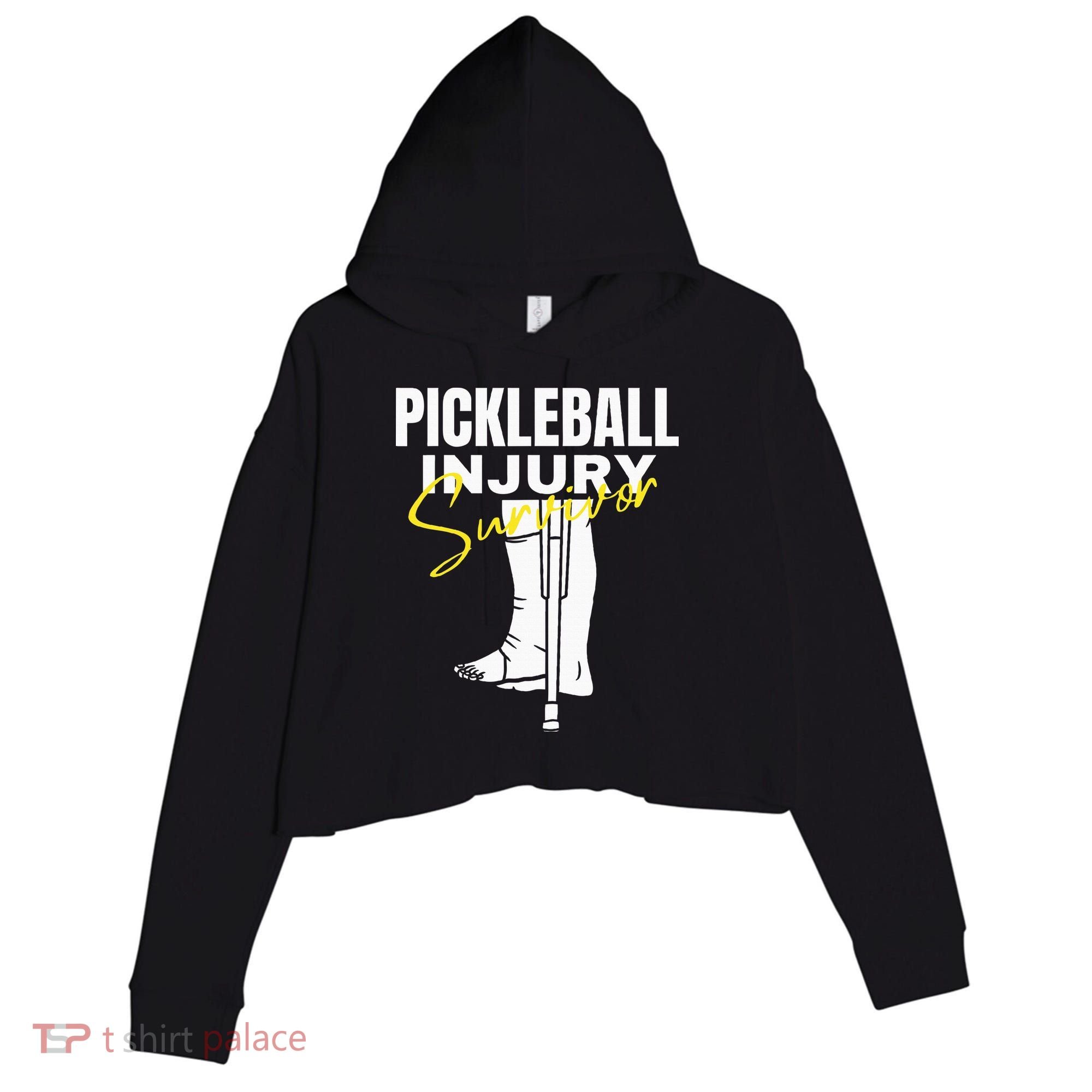 Pickleball Injury Survivor Funny Dink Player Team Paddleball Crop Fleece Hoodie
