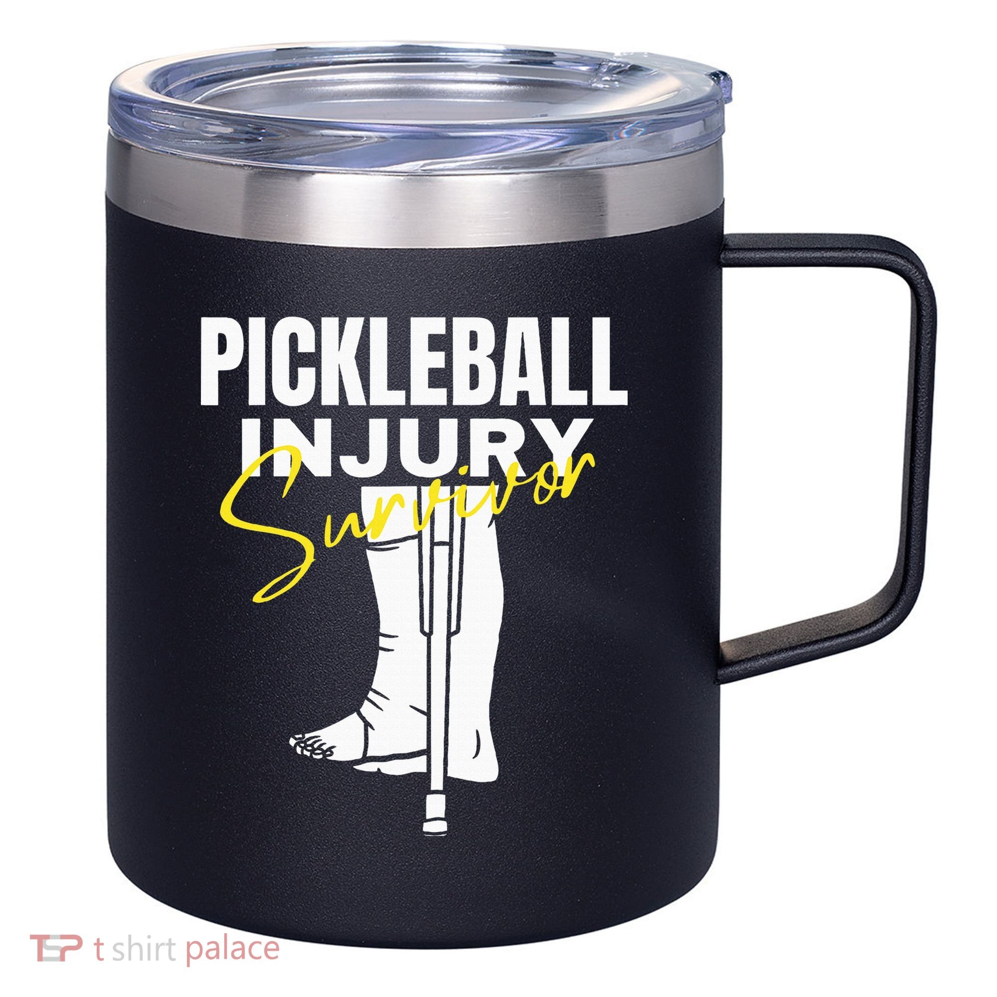 Pickleball Injury Survivor Funny Dink Player Team Paddleball 12oz Stainless Steel Coffee Mug
