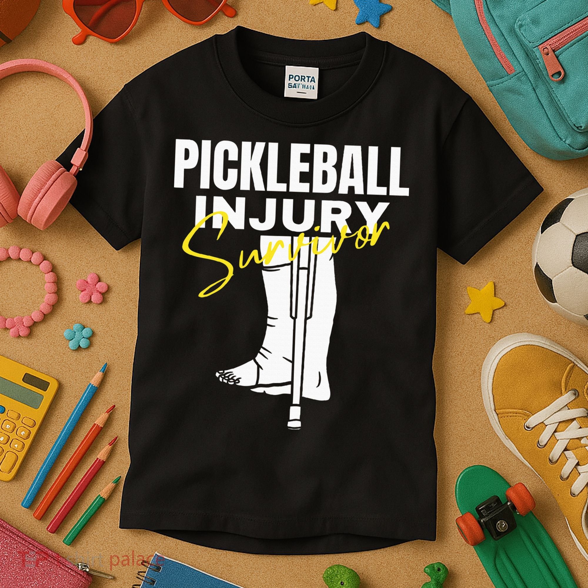 Pickleball Injury Survivor Funny Dink Player Team Paddleball Kids T-Shirt