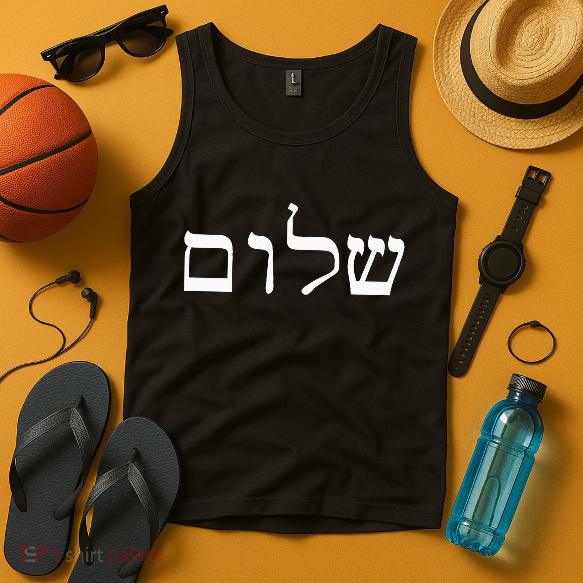 Peace Israeli Style Shalom Hebrew Calligraphy Shabbat Shalom Tank Top