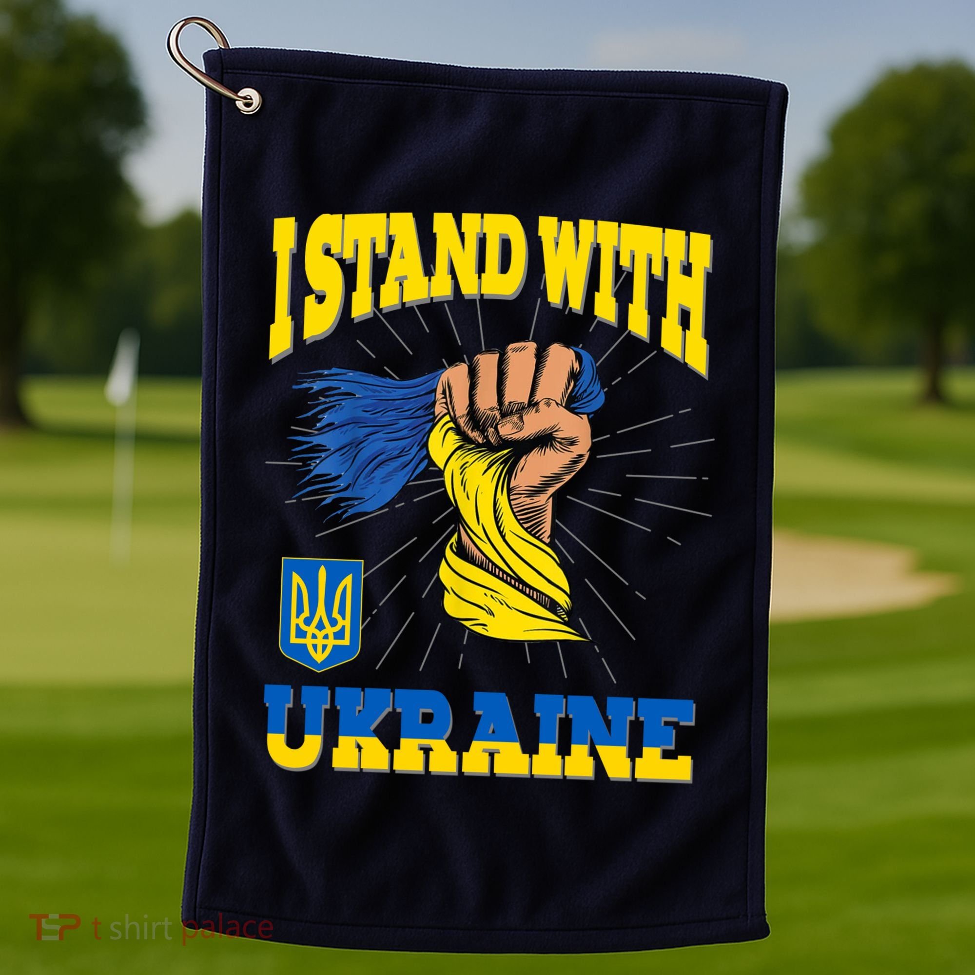 Powerful I Stand With Ukraine Golf Towel