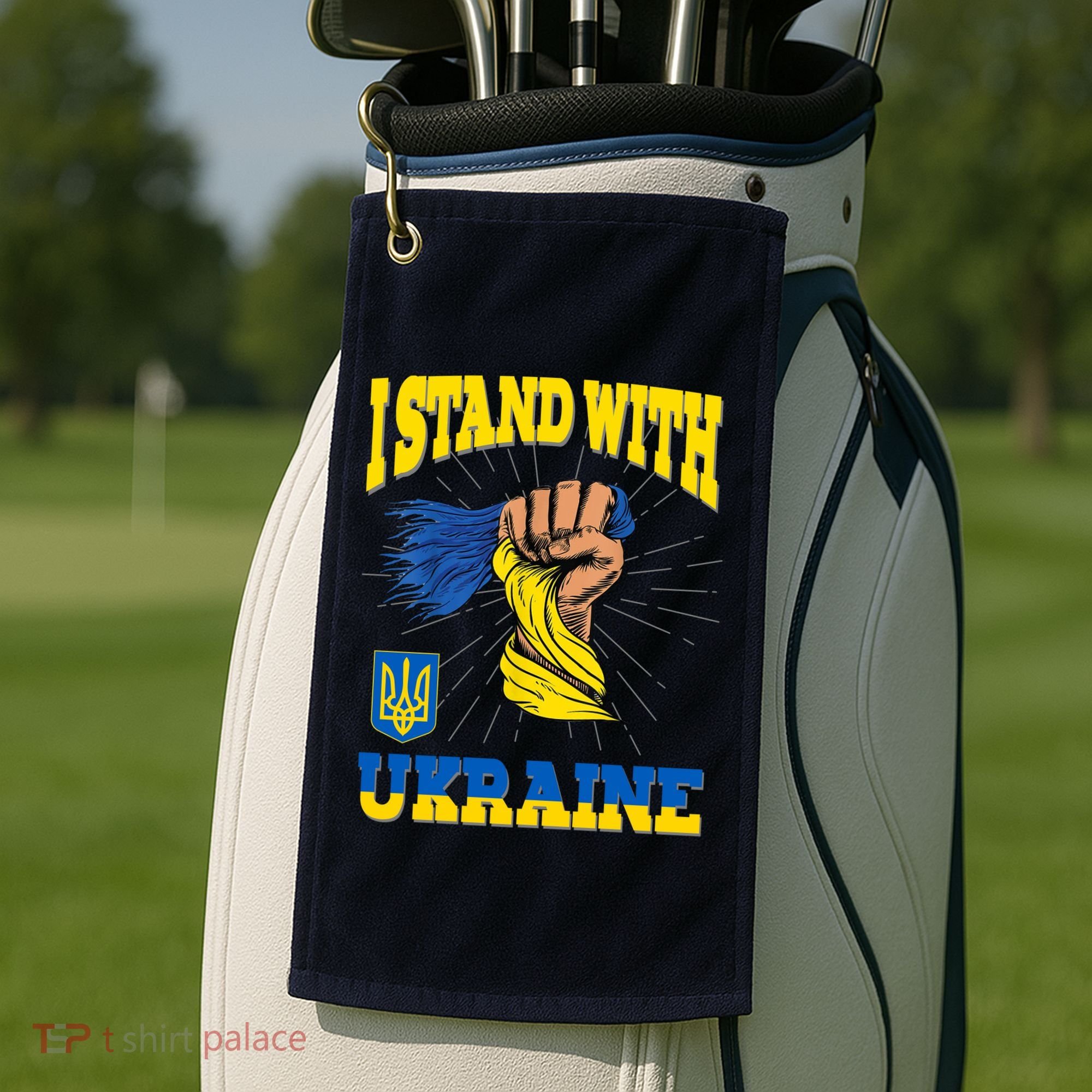 Powerful I Stand With Ukraine Golf Towel
