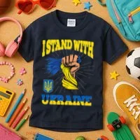 Powerful I Stand With Ukraine Kids T-Shirt thumb 3