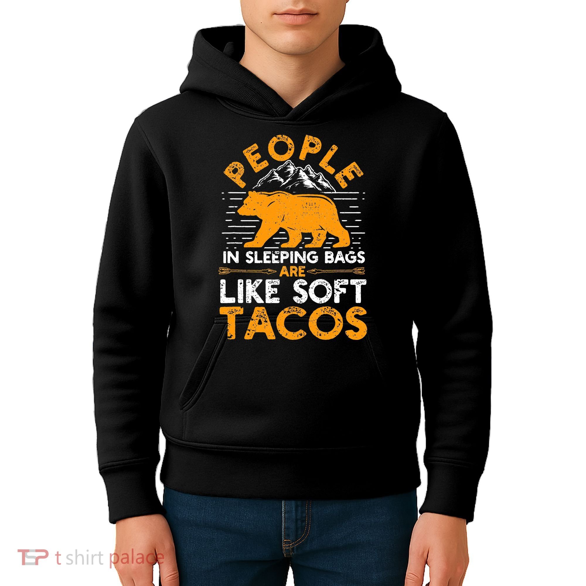 People In Sleeping Bags Are Like Soft Tacos Mexican Camping Kids Hoodie