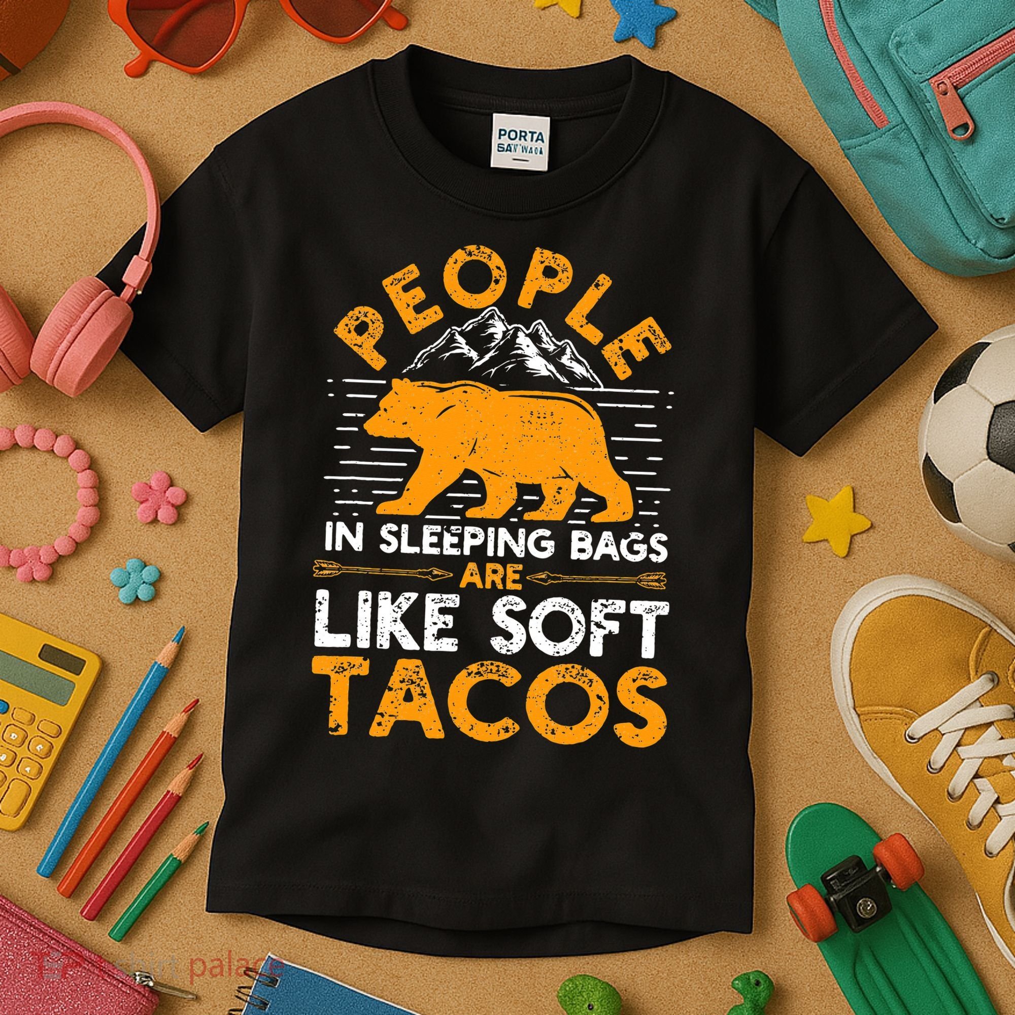 People In Sleeping Bags Are Like Soft Tacos Mexican Camping Kids T-Shirt