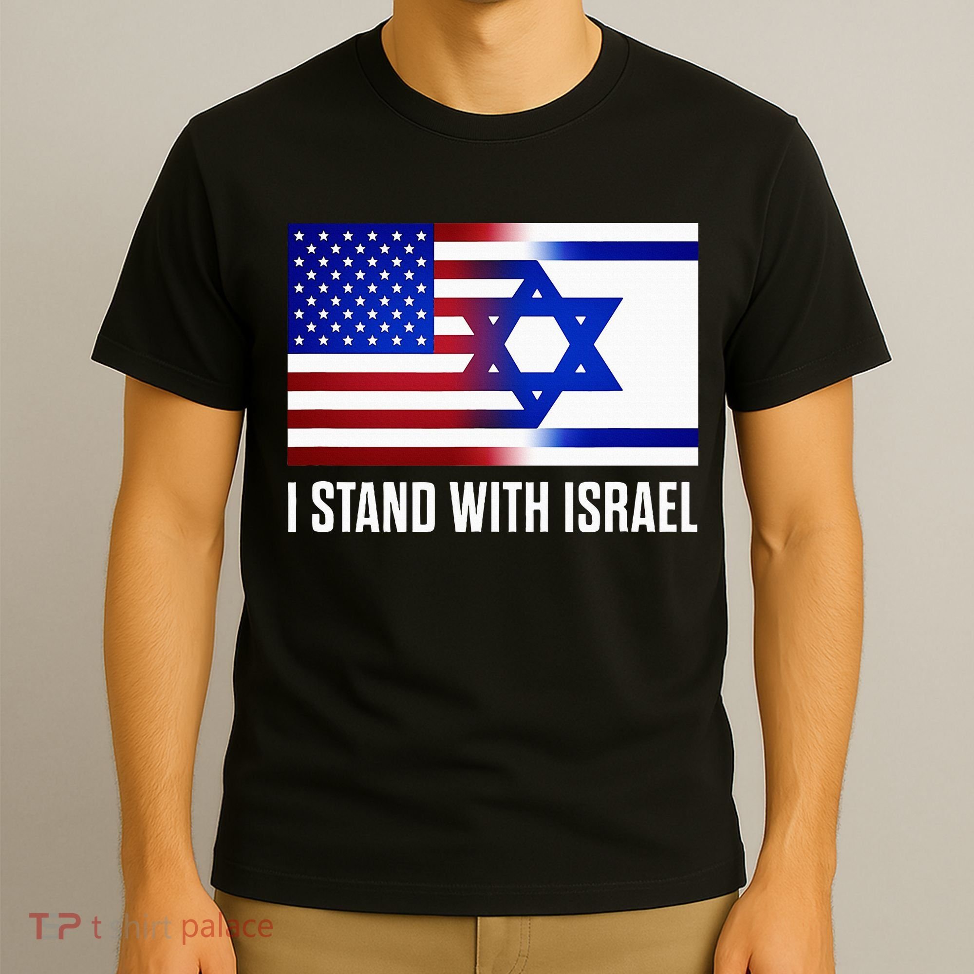 Pro Israel Supporter I Stand With Israel Patriotic USA Flag T-Shirt