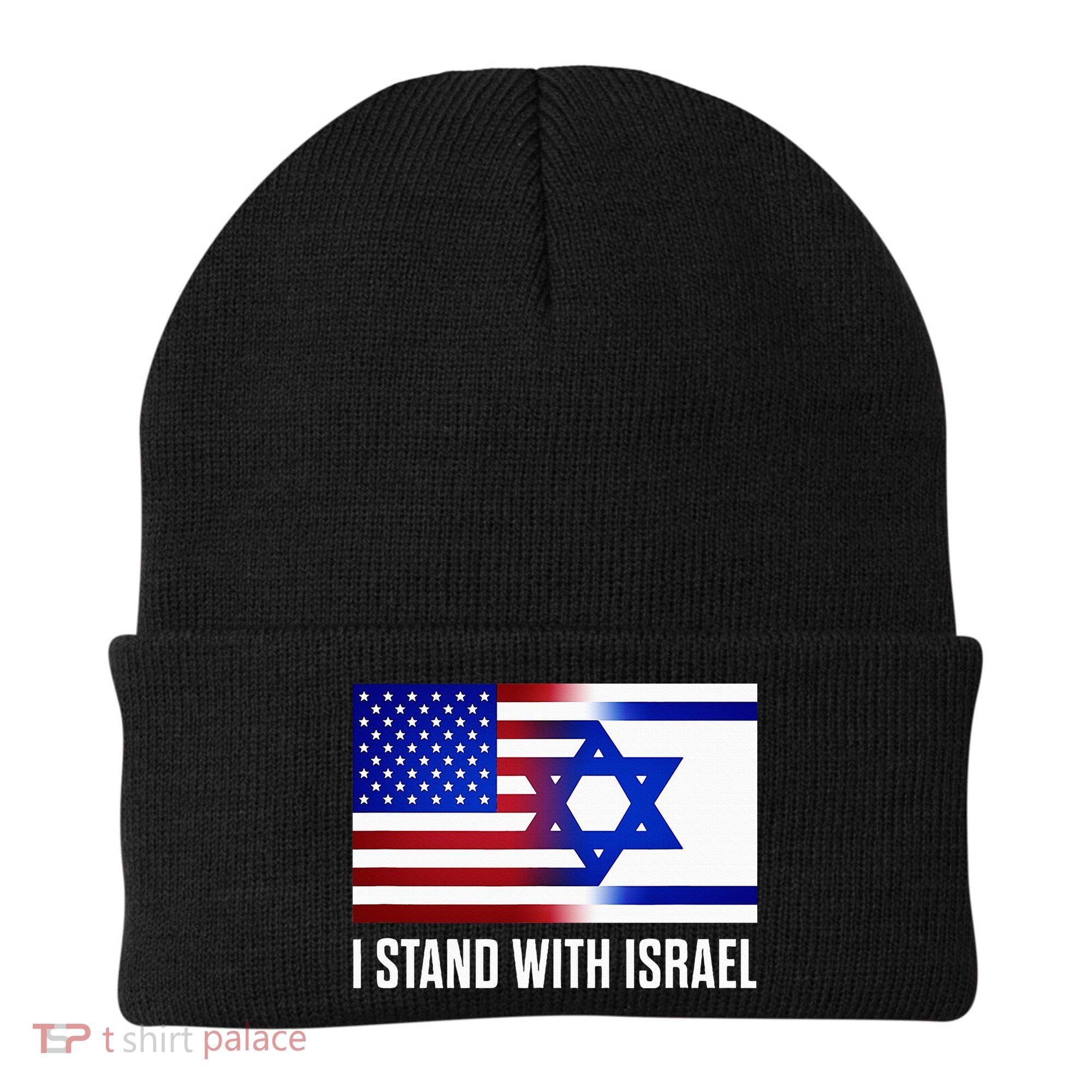 Pro Israel Supporter I Stand With Israel Patriotic USA Flag Beanie