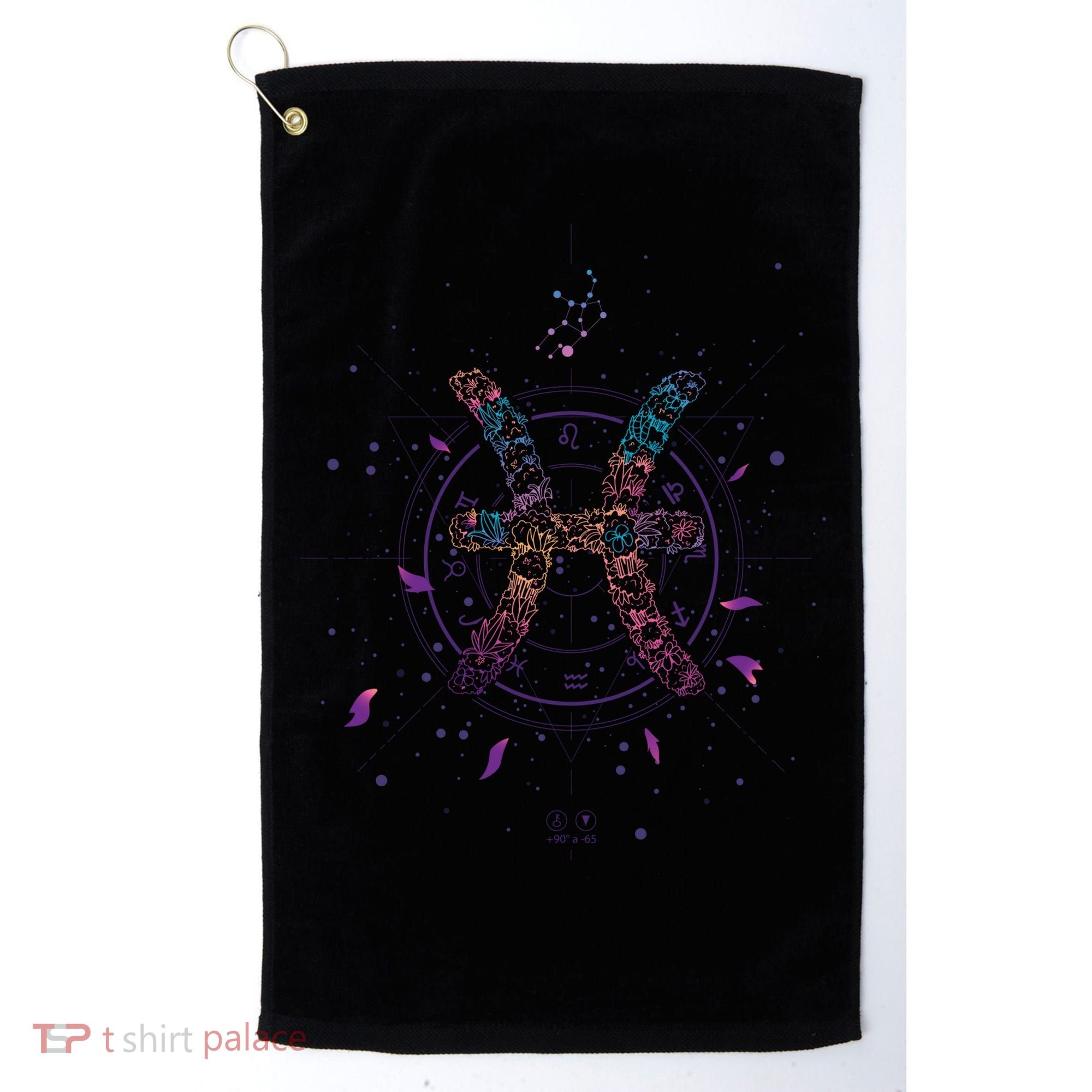 Pisces Floral Zodiac Golf Towel