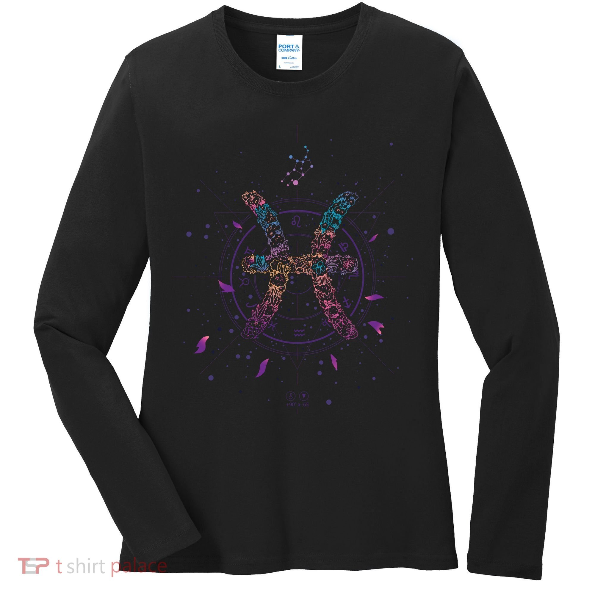 Pisces Floral Zodiac Women's Long Sleeve Shirt