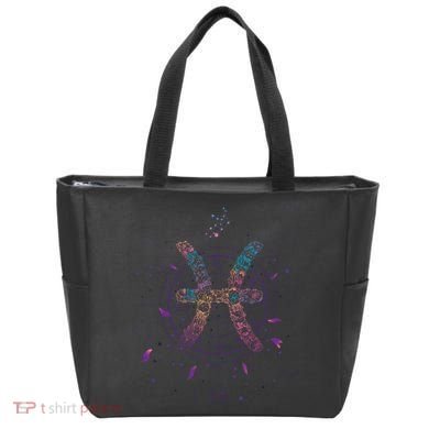 Pisces Floral Zodiac Tote Bag