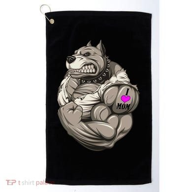Pit Bull Loves Mom Golf Towel