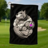 Pit Bull Loves Mom Golf Towel thumb 1