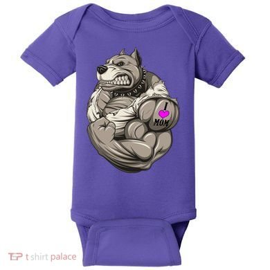 Pit Bull Loves Mom Baby Bodysuit