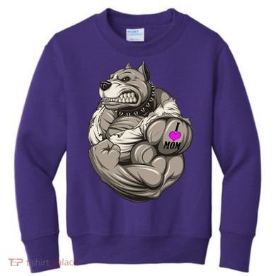 Pit Bull Loves Mom Kids Sweatshirt