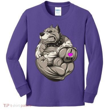 Pit Bull Loves Mom Kids Long Sleeve Shirt