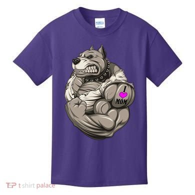 Pit Bull Loves Mom Kids T-Shirt
