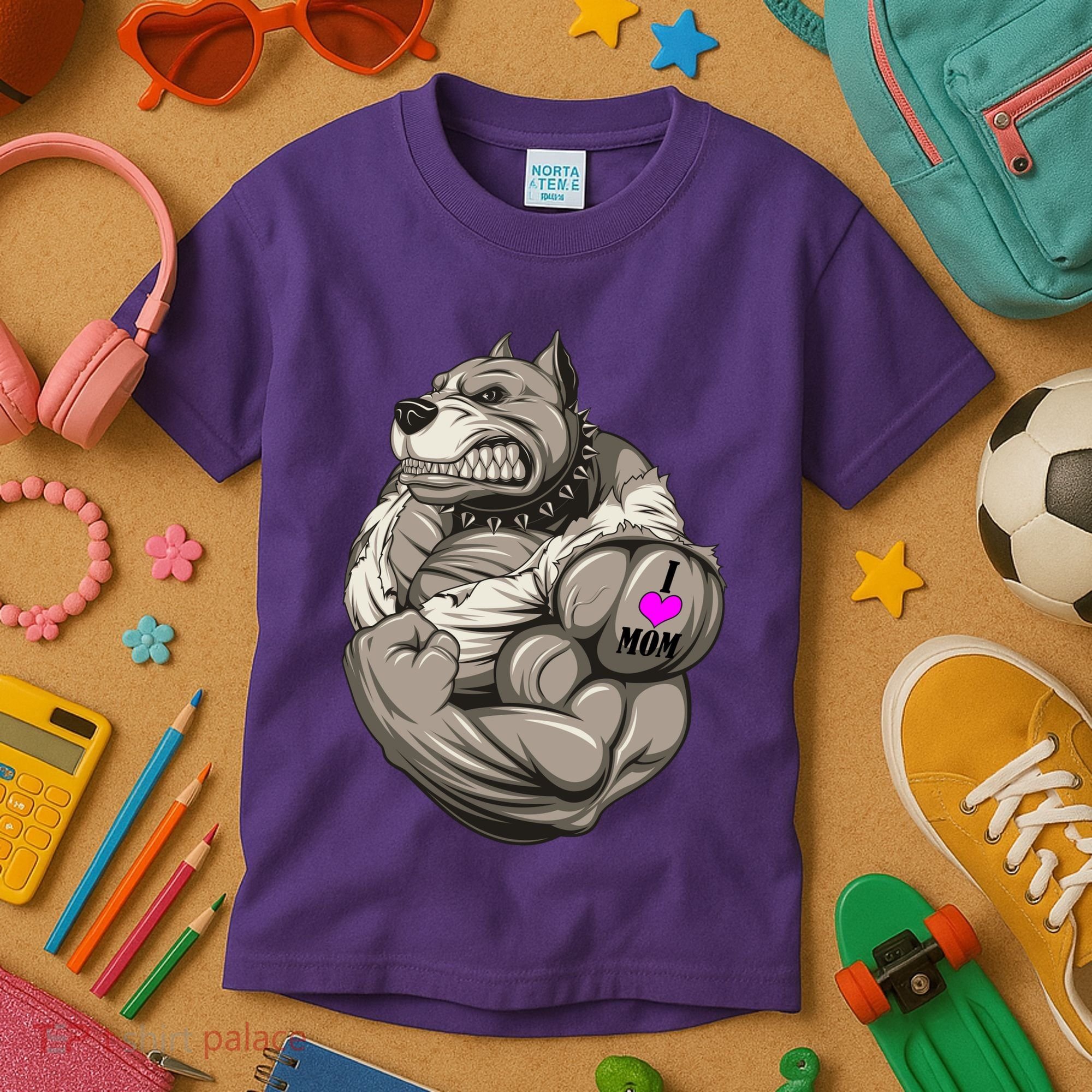 Pit Bull Loves Mom Kids T-Shirt
