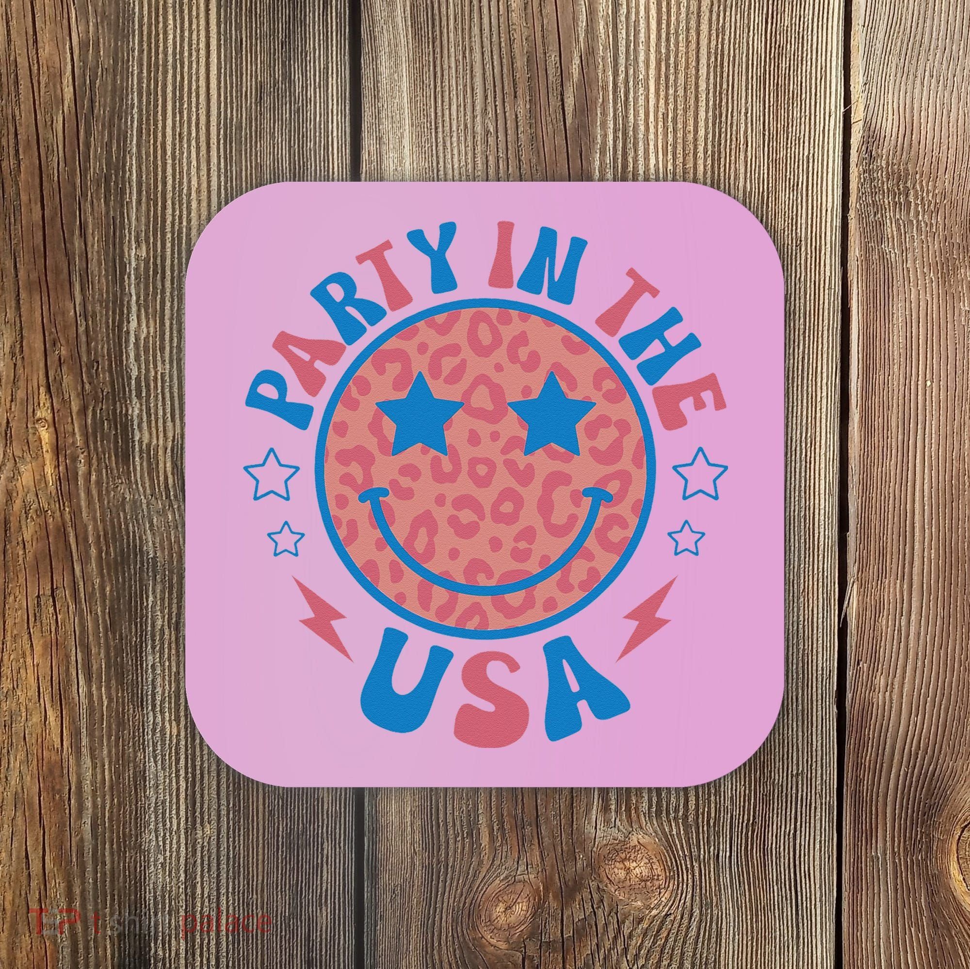 Party in the USA 4th of July Preppy Smile Coaster