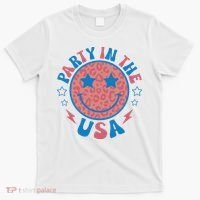Party in the USA 4th of July Preppy Smile T-Shirt thumb 0
