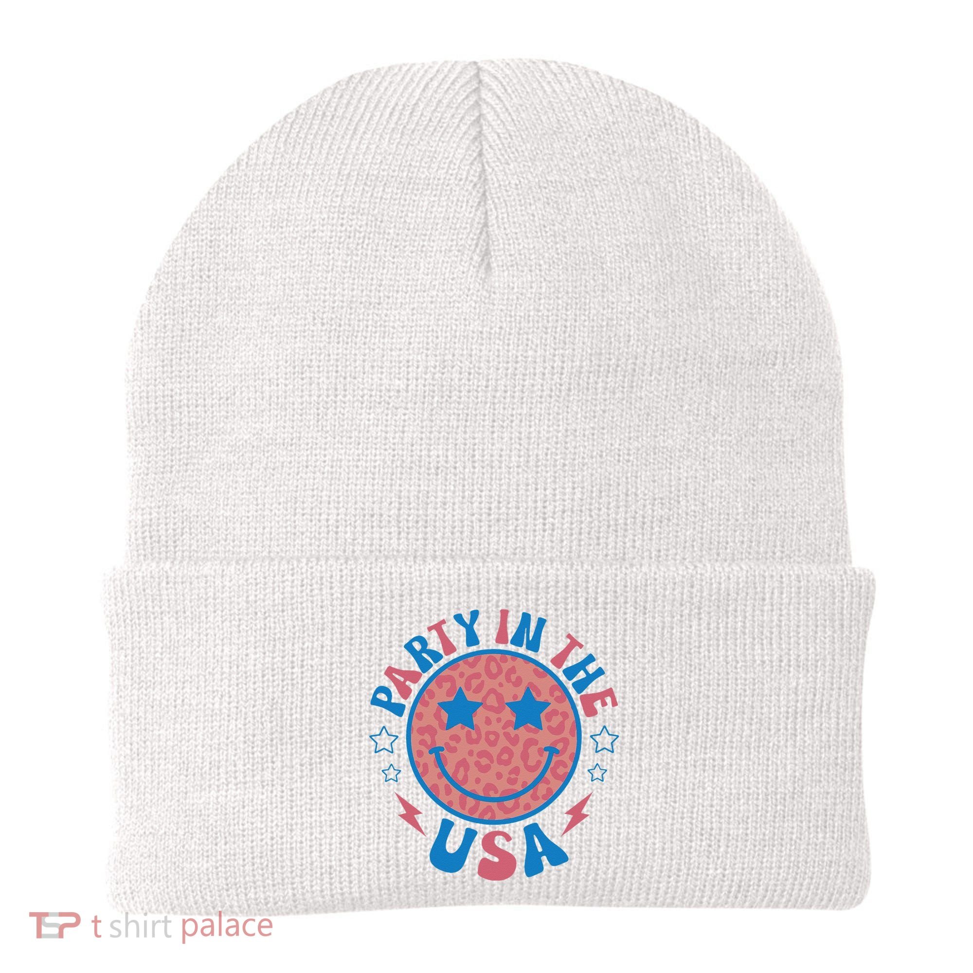 Party in the USA 4th of July Preppy Smile Beanie