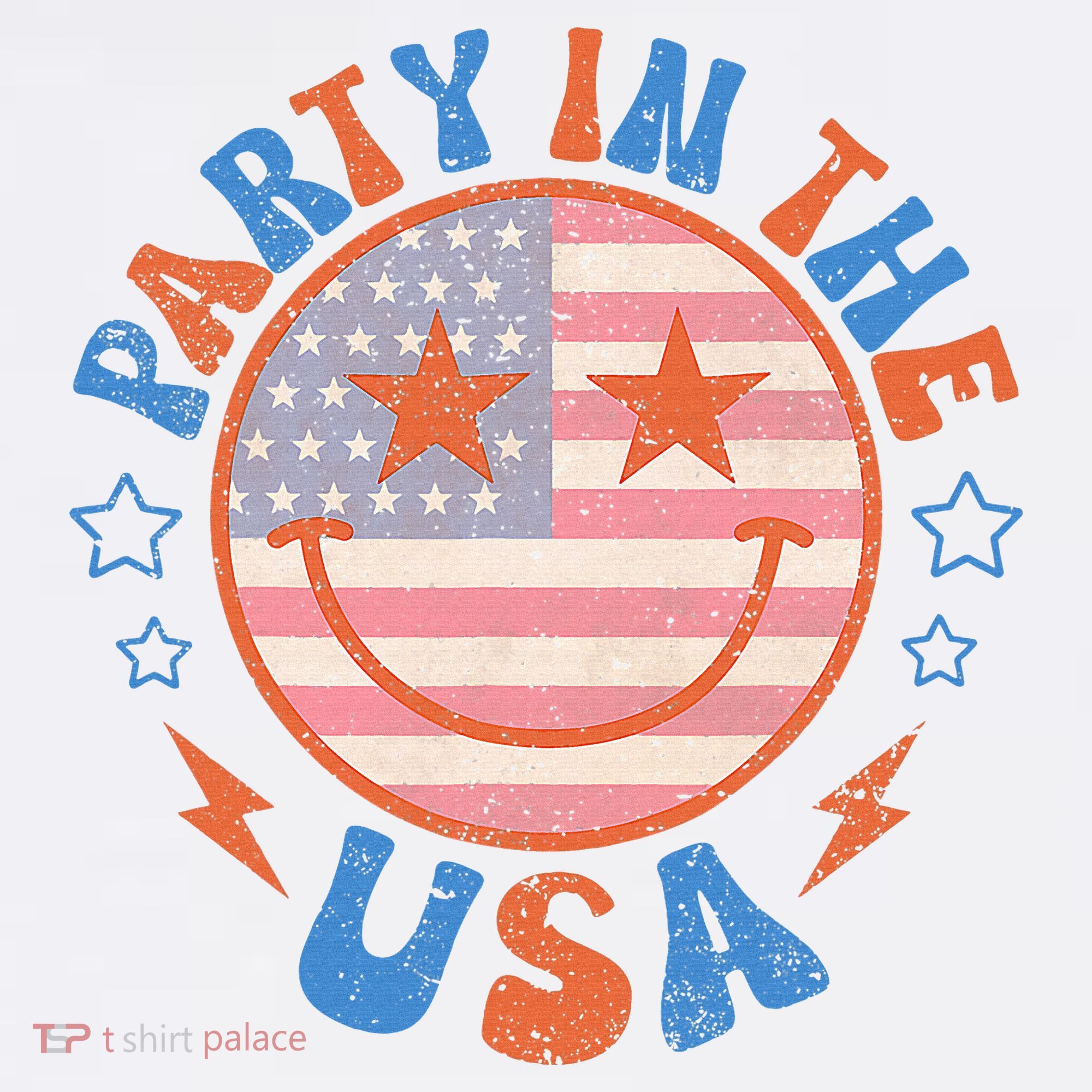Party In The Usa Happy Face Smile American Flag 4th Of July Women's Hoodie
