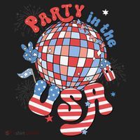 Party In The USA 4th Of July America Independence Disco Women's Sweatshirt thumb 2