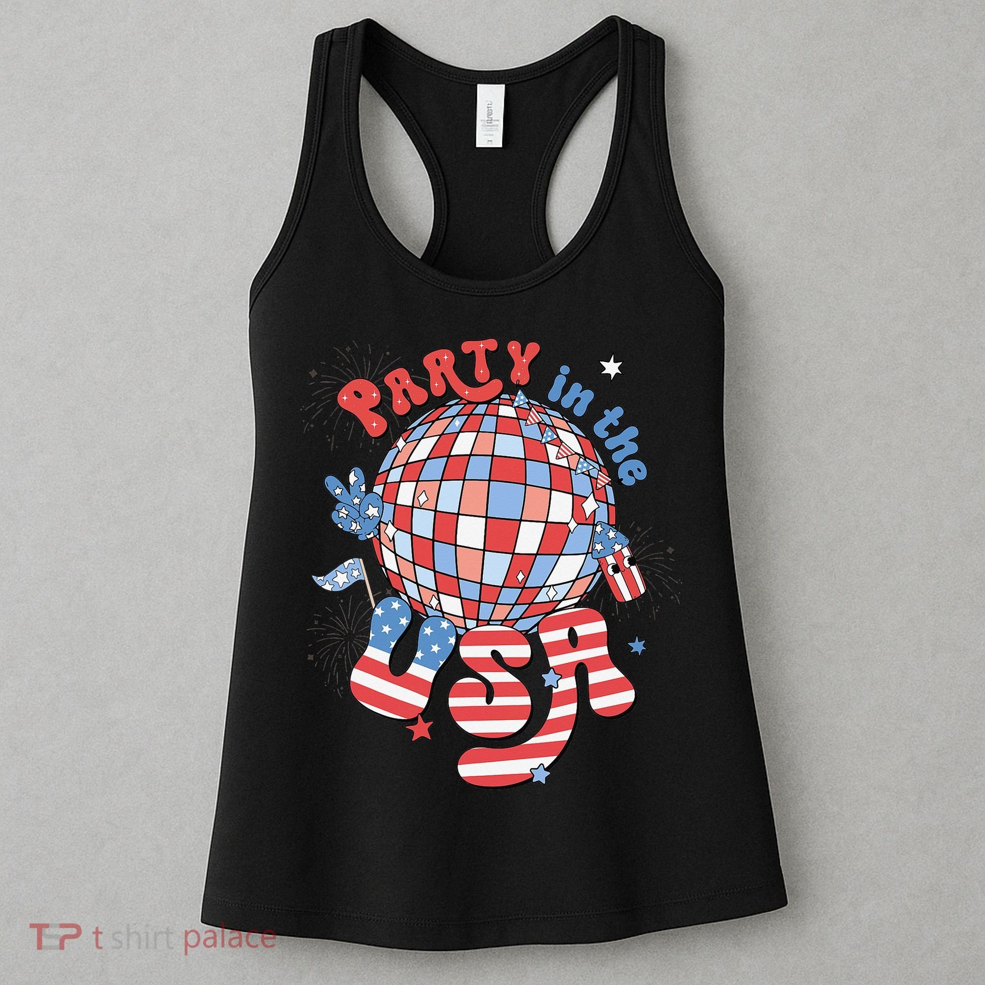 Party In The USA 4th Of July America Independence Disco Women's Tank Top