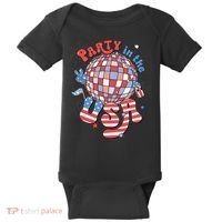 Party In The USA 4th Of July America Independence Disco Baby Bodysuit thumb 0