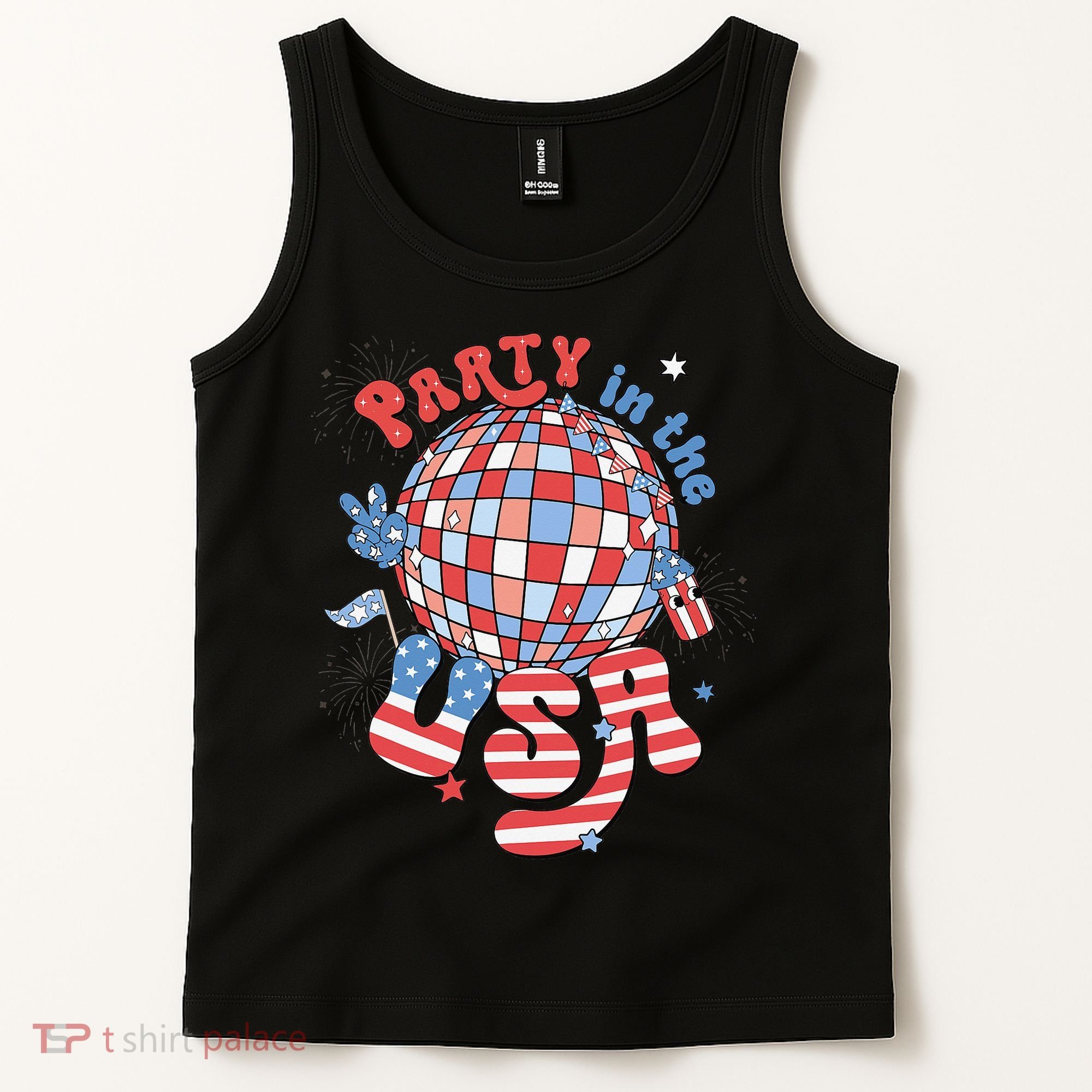 Party In The USA 4th Of July America Independence Disco Tank Top