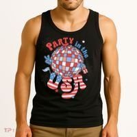 Party In The USA 4th Of July America Independence Disco Tank Top thumb 3